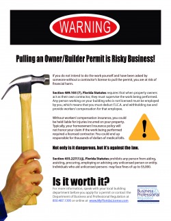 DBPR Owner/Builder Permit Warning
