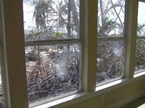 Success story:  Window and home remained intact after impact from Hurricane Charley - Captiva, FL