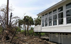 Impact from flying debris during Hurricane Charley