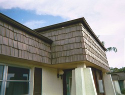 Project:  Cedar shake mansard replaced with vinyl - Fort Myers, FL